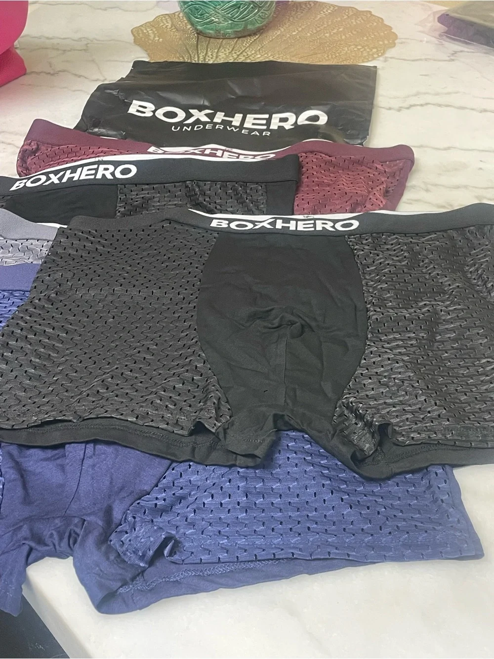 Lot of 5 new size XL Men's Breathable Mesh Boxer Briefs bamboo breathable
